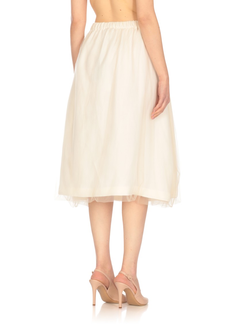 Shop Fabiana Filippi Ivory Viscose And Linen Skirt In White