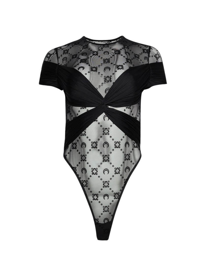MARINE SERRE MARINE SERRE DRAPED JERSEY BODYSUIT BLACK