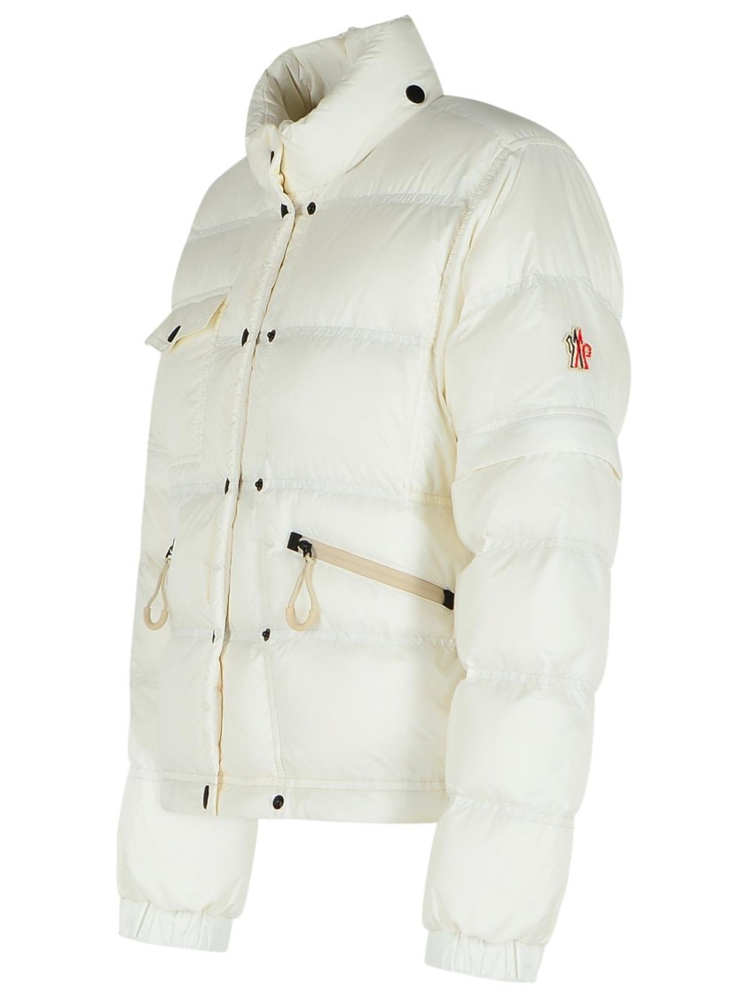 Moncler Grenoble 'mauduit' White Down Jacket With Logo Patch On The Sleeve In Tech Fabric Woman In White