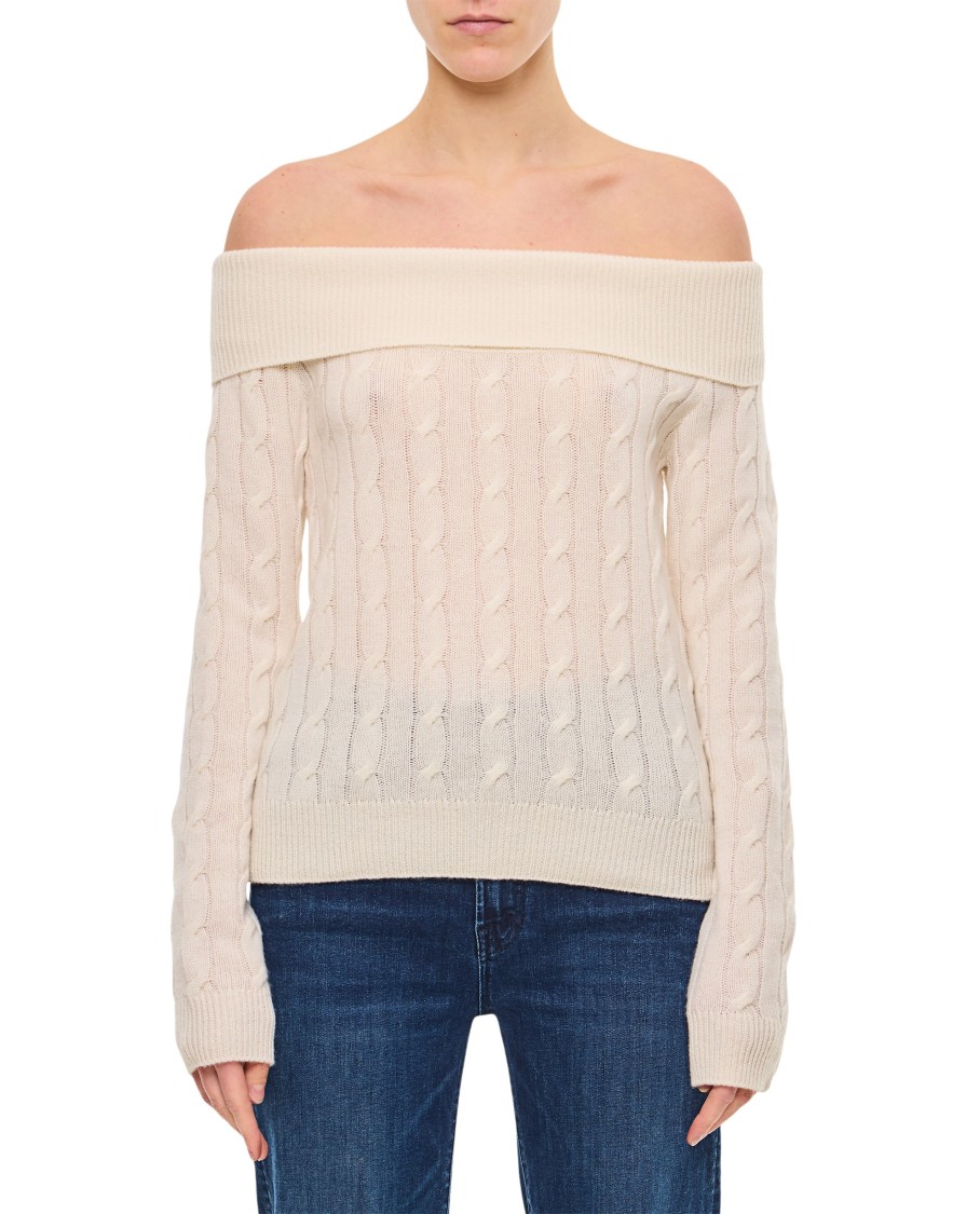 Shop Polo Ralph Lauren Ralph Lauren Collection Off Shoulder Knit In Neutrals