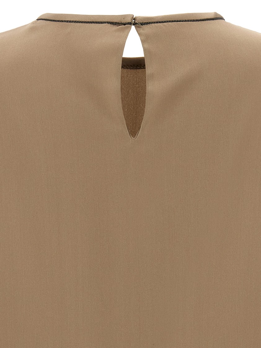 Brunello Cucinelli Silk Blouse With Crew Neck And Keyhole Back