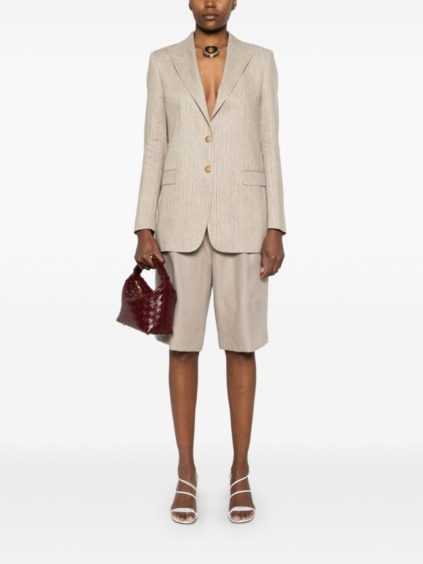 Tagliatore Linen Shorts In Taupe In Neutrals