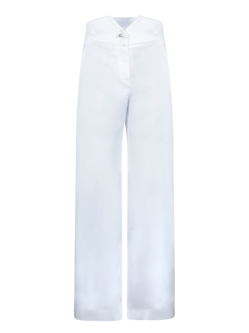 GENNY GENNY WIDE-LEG TROUSERS WITH POLISHED FINISH