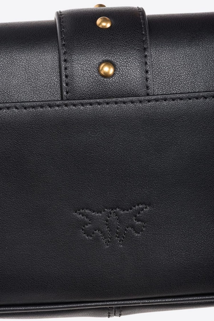 Pinko Black Leather Shoulder Bag With Gold-tone Clasp