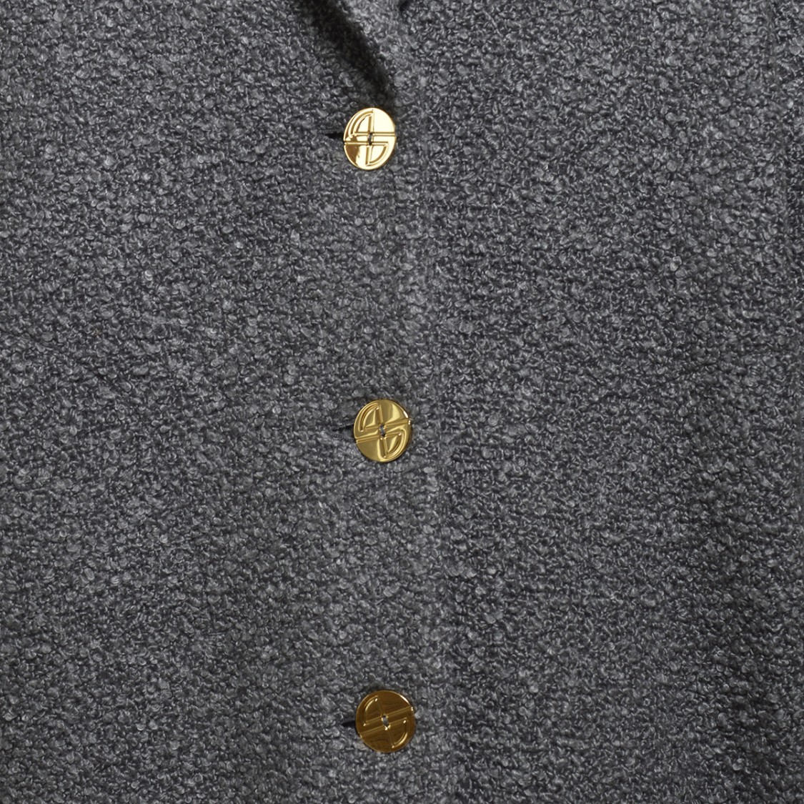 PATOU PATOU ELLIPTIC SINGLE BREASTED BOUCLE WOOL COAT - CHARCOAL 