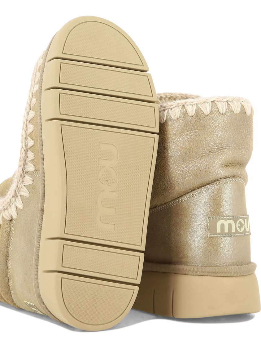 Mou Plush Leather Ankle Boots In Neutral