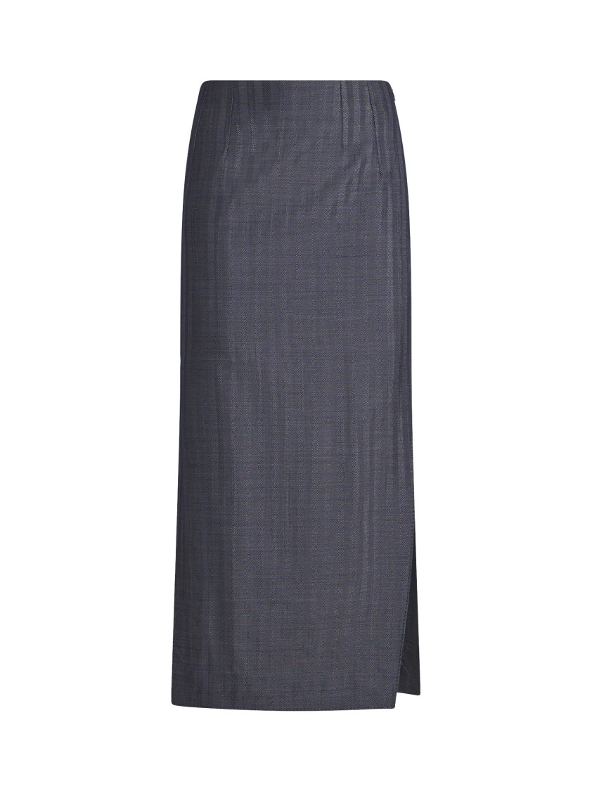 Etro Elegant Blue Midi Skirt With Stylish Side Openings In Blue
