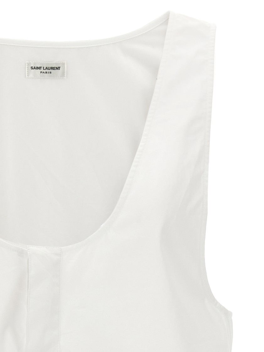 Saint Laurent Semi-sheer Henley Tank Top In White
