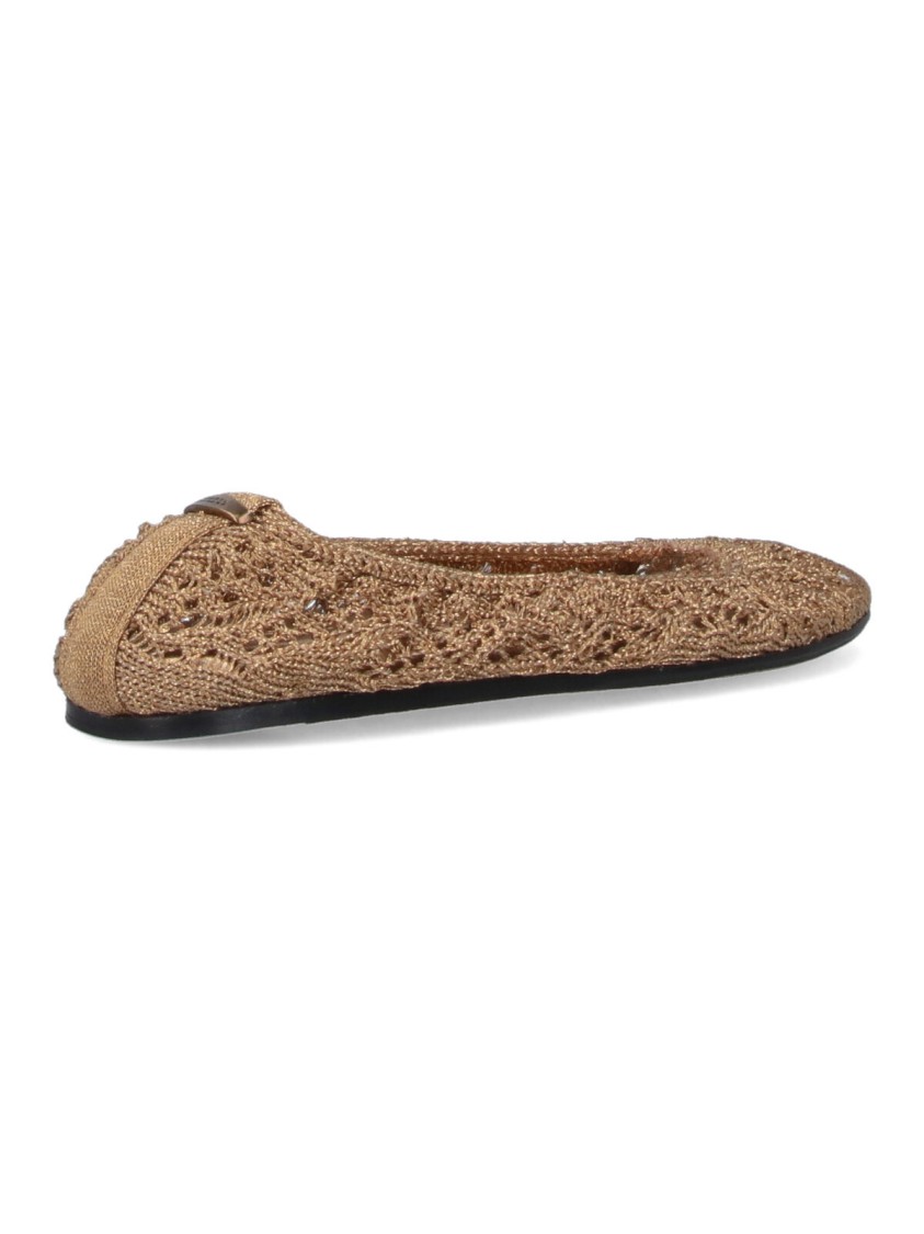 Isabel Marant Crochet Round Toe Ballerina Flats In Brown