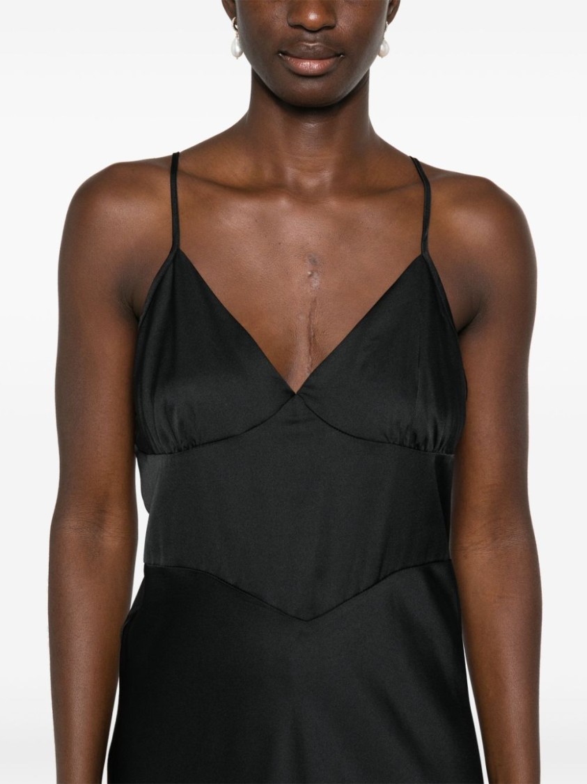 Shop Twinset Twin-set Twin-set Maxi Dress With Elegant Layered Design And Luxurious Fabric Blend In Black