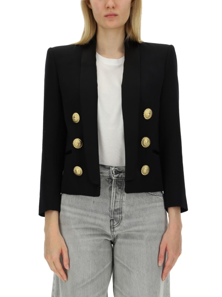 BALMAIN BALMAIN TAILORED CROPPED JACKET WITH DOUBLE-BREASTED FRONT 