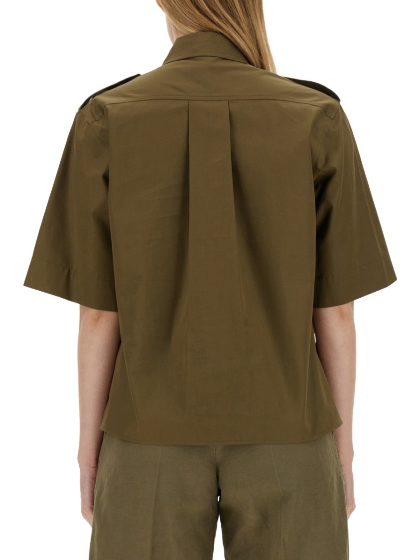 Shop Aspesi Short-sleeved Cotton Shirt In Green