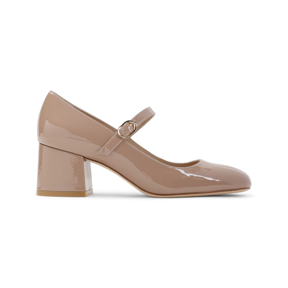 Stuart Weitzman Mj 60 Light Brown Patent Leather Pumps In Pink