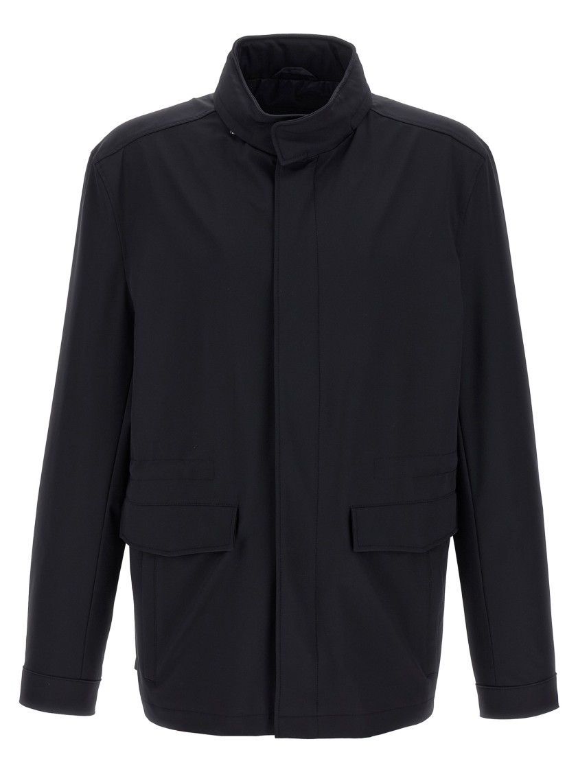 Pal Zileri Utility Jacket With Front Pockets And High Collar In Black
