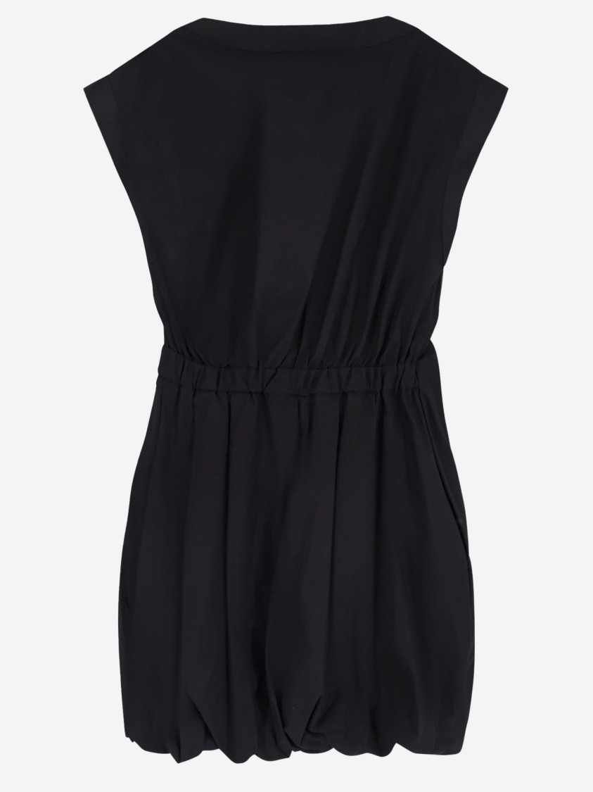 Pinko Cotton Dress With Pleated Skirt And Buttoned Shoulders In Black
