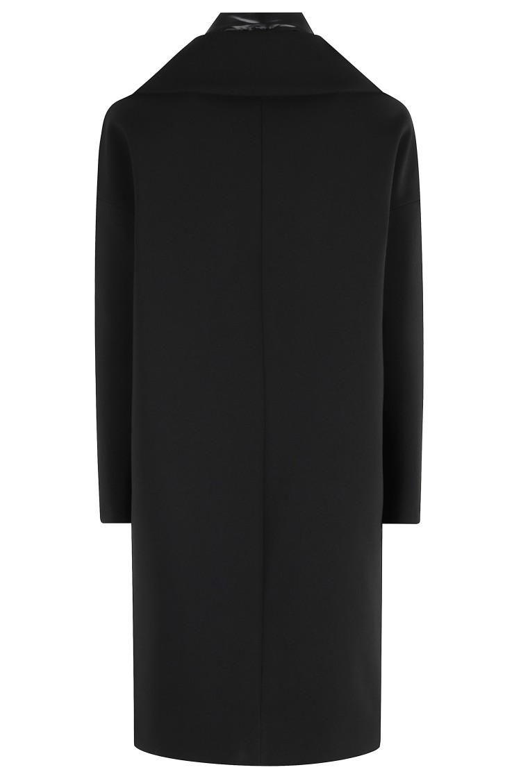 Herno Black Coat With Bib Insert In Black