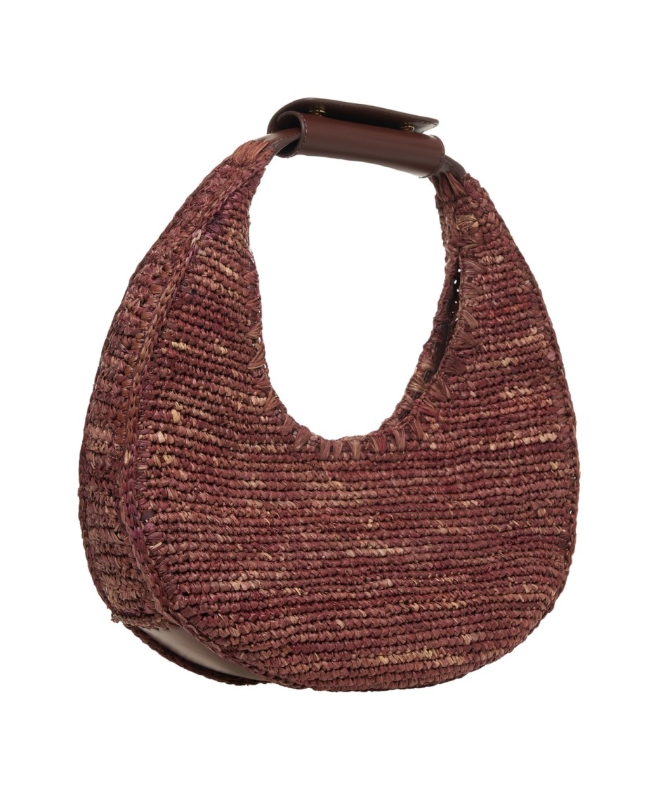 Staud Moon Large Raffia Shoulder Bag In Brown
