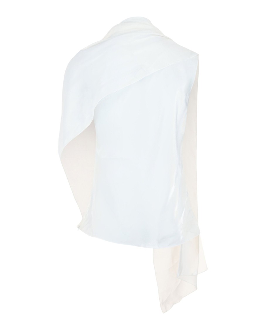 Ferragamo Asymmetrical Shawl Blouse In White