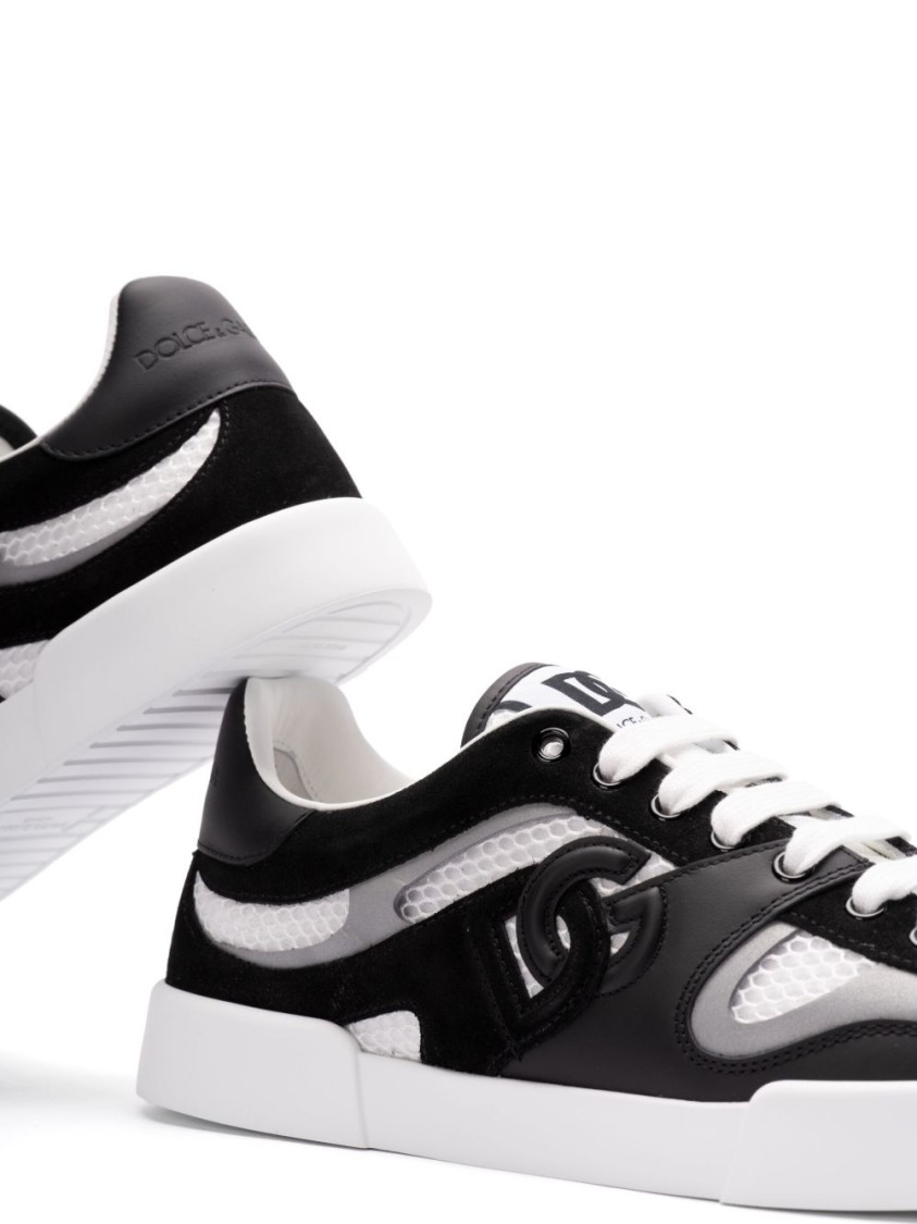 Dolce & Gabbana Round Head Low-cut Sneakers In Black