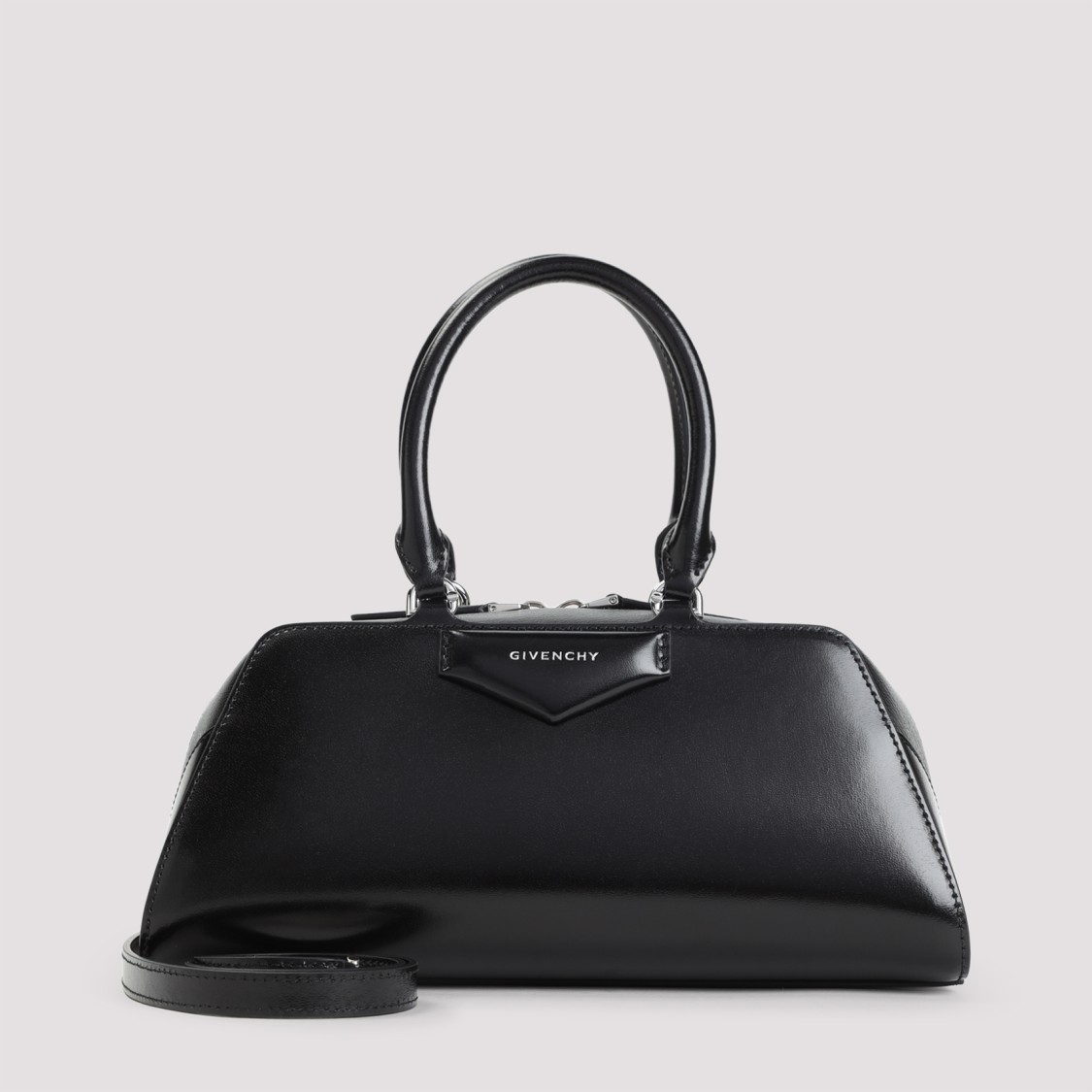 Givenchy Mini Antigona Ew Top Handle Bag In Calf Leather In Black
