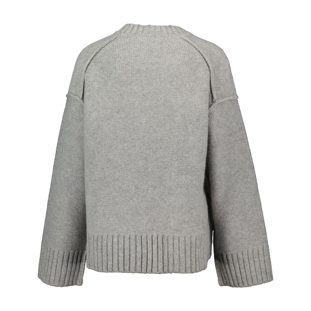 Samsoe & Samsoe Logo-intarsia Wool Sweater In Gray