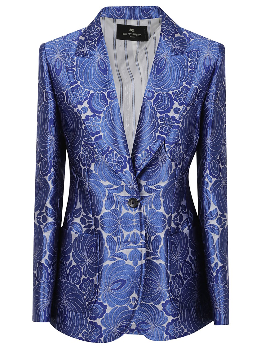 Etro Tailored Black Blazer With Floral Pattern