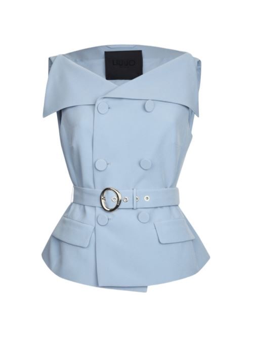 Liu •jo Liu Jo Sky Blue Jacket With Structured Silhouette And Peplum Hem