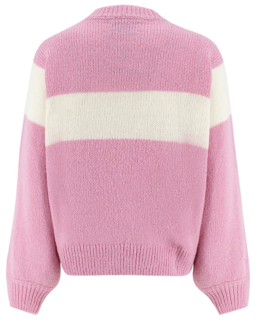 Mc2 Saint Barth Square Shape Stripe Jumper With Soft Crew Neck In Pink