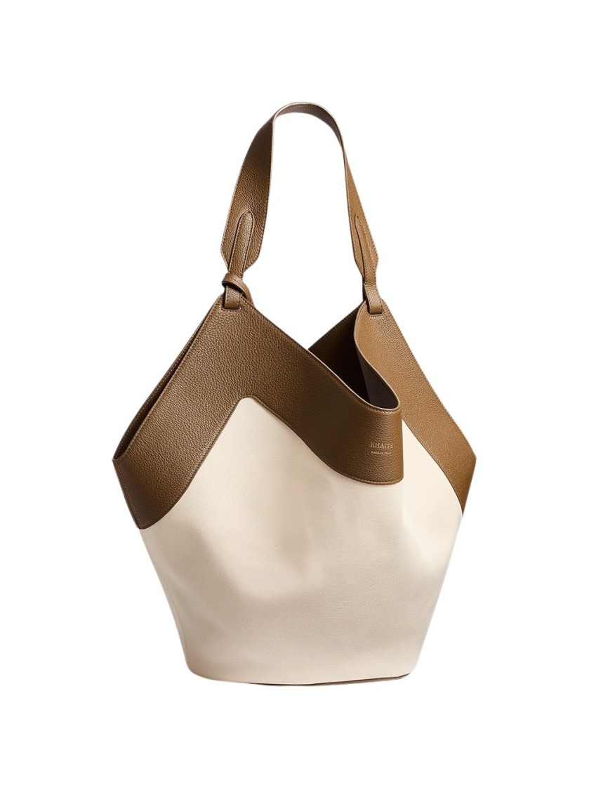KHAITE KHAITE LOTUS MEDIUM CANVAS TOTE CREAM