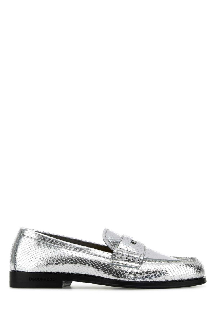 Dsquared2 Silver Leather Neoclassic Loafers In White