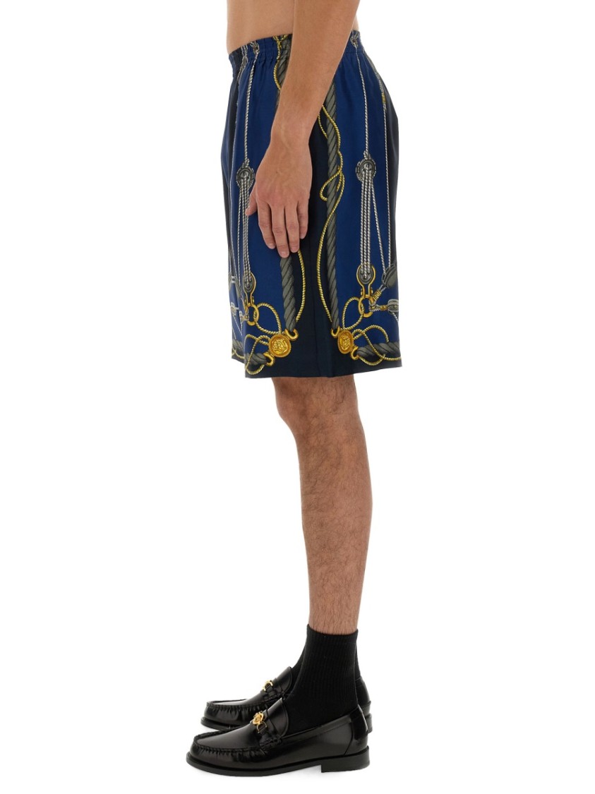 Versace Pattern-printed Elasticated Waistband Bermuda Shorts In Multicolor