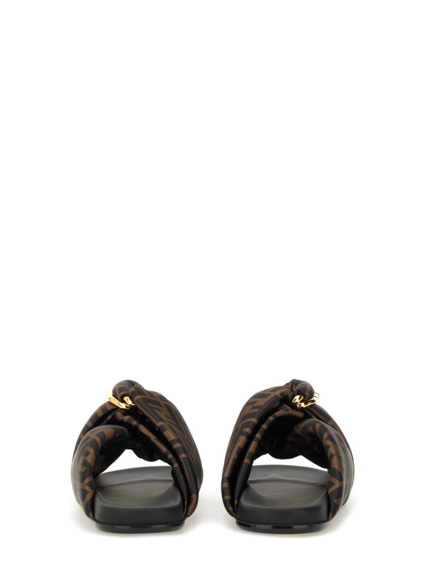 Fendi Women Printed Satin Fell Slippers