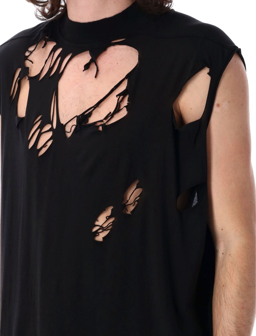Rick Owens Drkshdw Ripped Detail Sleeveless Tarp Tee In Black
