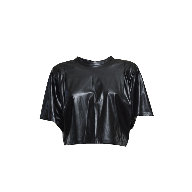 Tシャツ・カットソー Isabel Marant Etoile Black Faux Leather Brooky Cropped Top Isabel Marant Étoile Black Faux Leather Brooky Cropped Top T