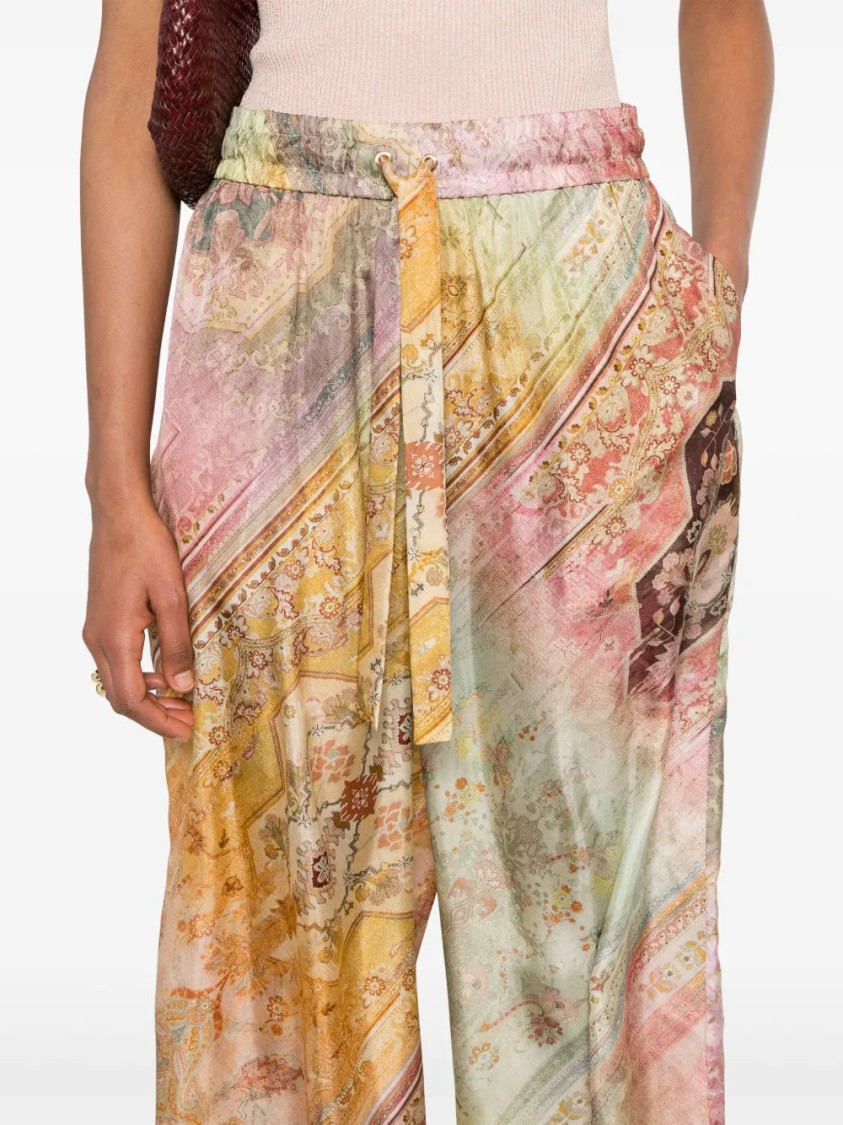 Zimmermann Womens Ombre Multi Tallow Relaxed-fit Silk Trousers Xs In Neutrals