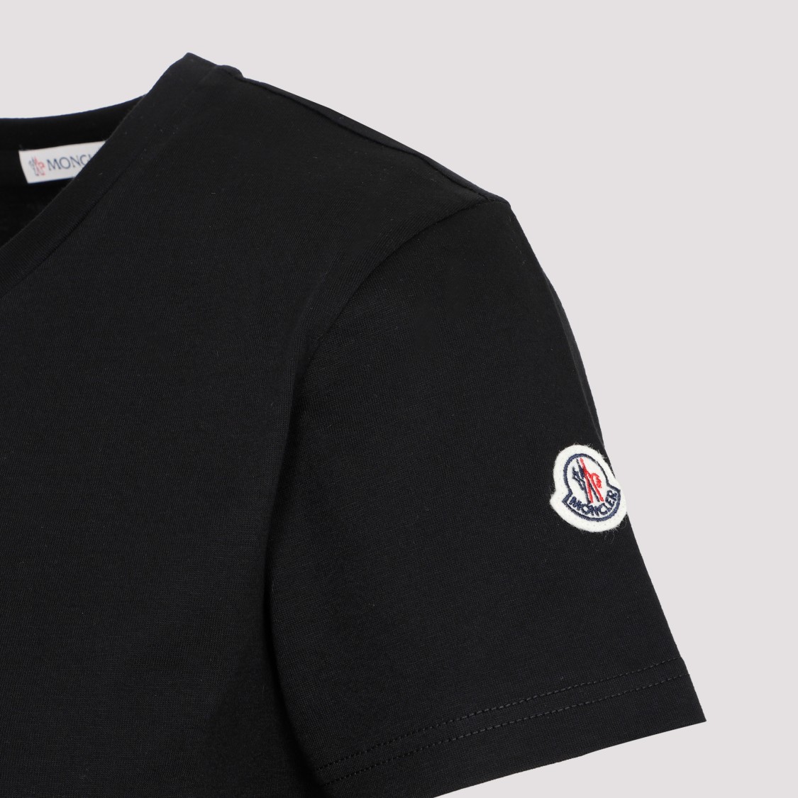 Shop Moncler Black Cotton T-shirt With Logo