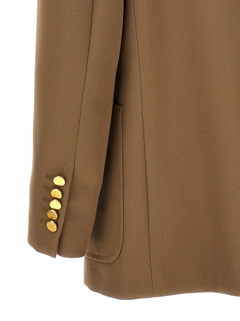 Gucci Oversized Wool Blazer With Back Clamp Detail In Brown