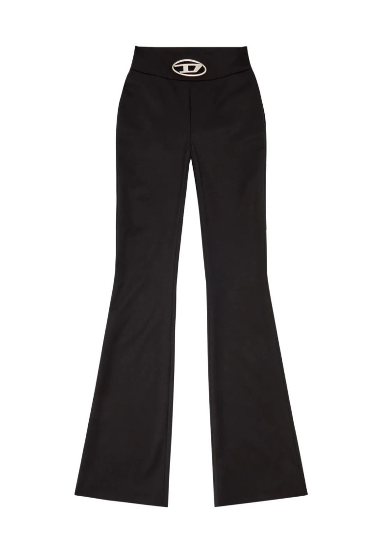 Diesel Flared High-waist Trousers In Black