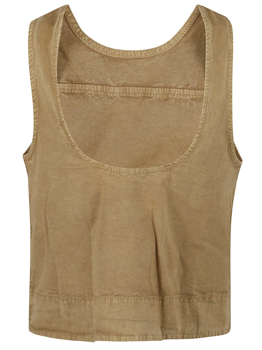 Ganni Relaxed-fit Sleeveless Top With Cropped Hem In Neutral