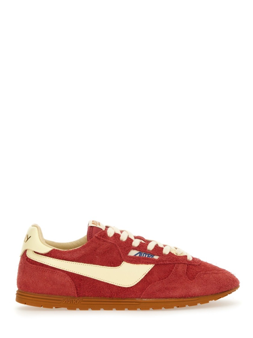 Autry Windspin Sneakers In Suede And Parrot Leather And Rutabaga In Red