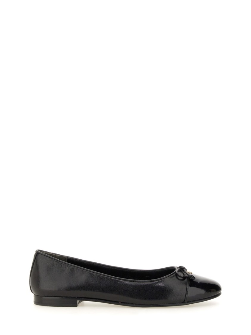 Tory Burch "bow" Ballerina In Black