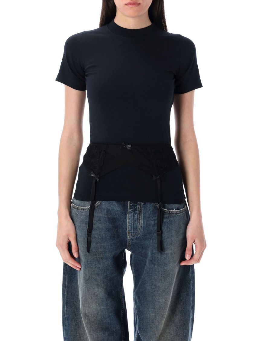 Balenciaga Faded Lingerie T-shirt In Black