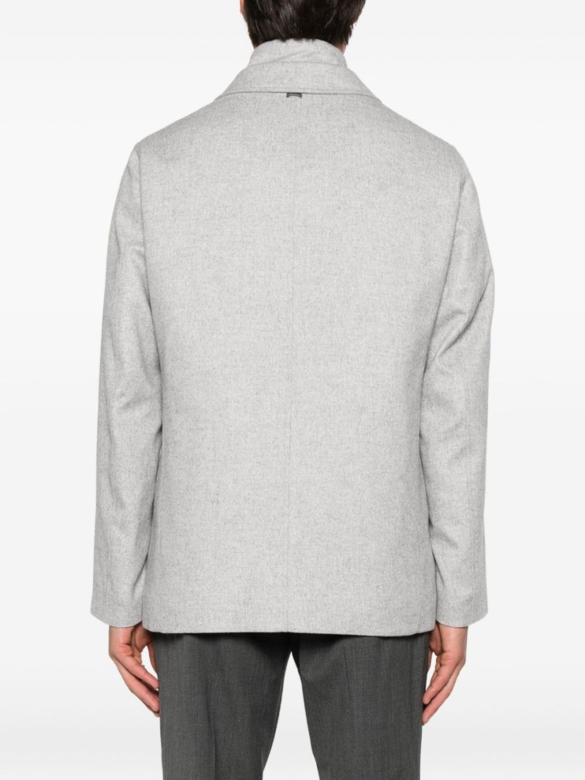 Herno Tailored Grey Jacket With Notched Lapel In Gray