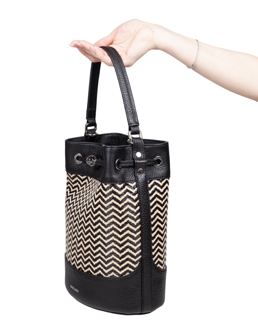 Zanellato Bucket Bag In Leather And Raffia In Neutrals