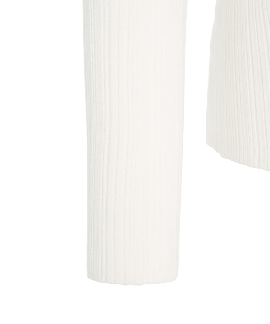 Elisabetta Franchi Slim-fit Knit Top With Floral Shoulder Detail In White