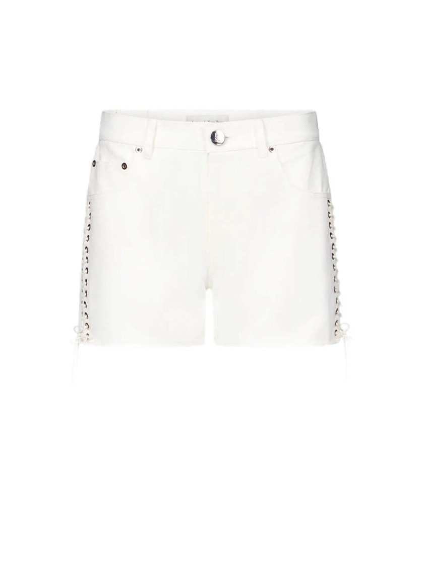 Ludovic De Saint Sernin Double Laced Up Shorts White Optical