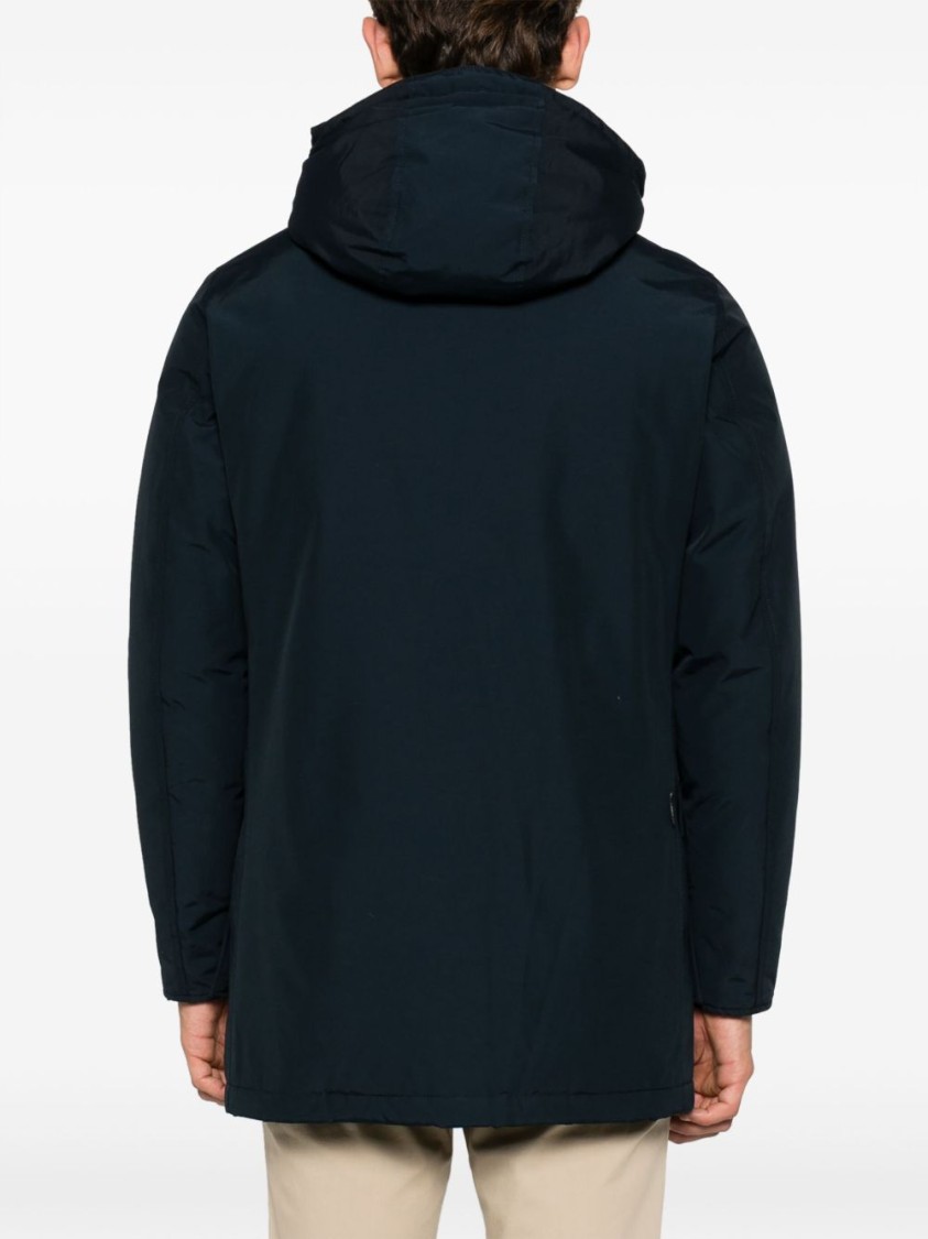 Woolrich Navy Blue Cotton Blend Down-filled Parka In Blue