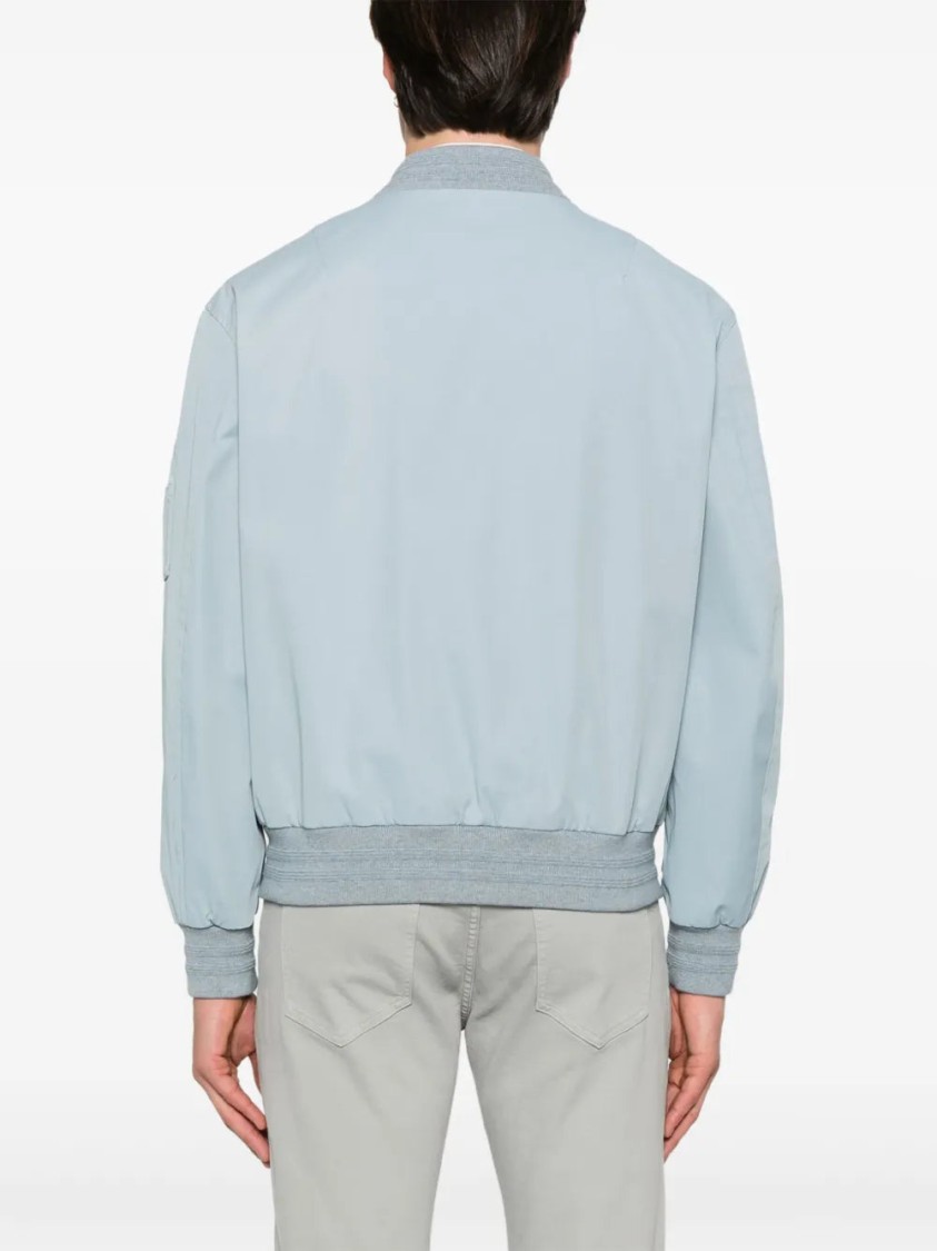 ELEVENTY ELEVENTY SKY BLUE TWILL BOMBER JACKET