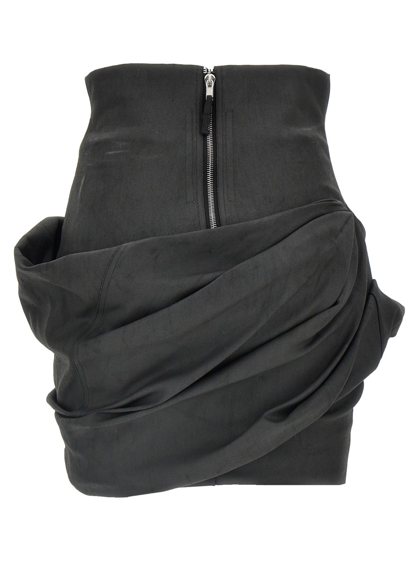 Rick Owens Coated Stretch Cotton Mini Skirt In Black