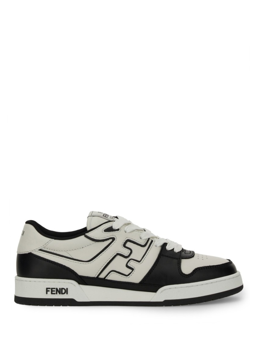 Fendi Leather Sneakers With Ff Lateral Logo In Multi